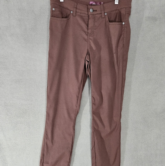 Prana Womens 6 Skinny Leg Khaki Pants Outdoor Chocolate Brown Active Stretch - Picture 1 of 9